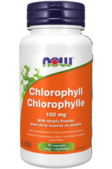 NOW Supplements, Chlorophyll 100 mg with Alfalfa Powder, Green Superfood, 90 Veg Capsules