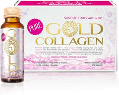 GOLD COLLAGEN Pure | The Original #1 Liquid Collagen for Women & Men | Marine Collagen Peptides Drink with Hyaluronic Acid | 11 Active Ingredients, Patented Nutriglow Complex for Skin Hair Nails