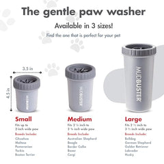 Dexas MudBuster Portable Dog Paw Cleaner, Premium Quality Small Light Gray Pet Accessory