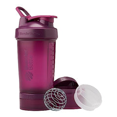 BlenderBottle Shaker Bottle with Pill Organizer and Storage for Protein Powder, Classic V2 ProStak System, 22-Ounce, Plum