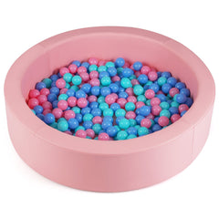 42.5 Inch Round Foam Ball Pits with 25D Sponge Filling and Washable PU Cover for Toddlers-Pink