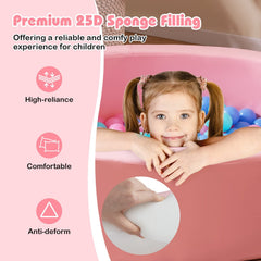 42.5 Inch Round Foam Ball Pits with 25D Sponge Filling and Washable PU Cover for Toddlers-Pink