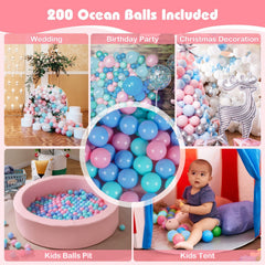 42.5 Inch Round Foam Ball Pits with 25D Sponge Filling and Washable PU Cover for Toddlers-Pink