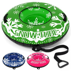 42 inches Heavy-duty Inflatable Snow Tube with Detachable Tow Strap-Green