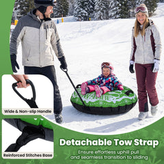 42 inches Heavy-duty Inflatable Snow Tube with Detachable Tow Strap-Green