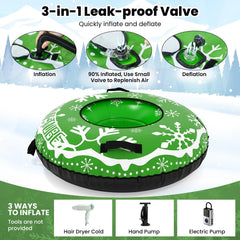 42 inches Heavy-duty Inflatable Snow Tube with Detachable Tow Strap-Green