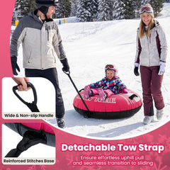 42 inches Heavy-duty Inflatable Snow Tube with Detachable Tow Strap-Pink