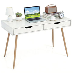 43.5 Inch Computer Desk with 2 Drawers for Small Spaces-White