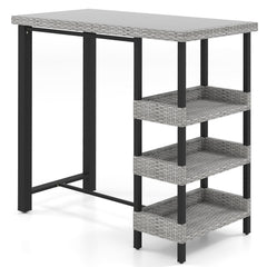 43.5 Inch Outdoor Bar Table with Tempered Glass Top