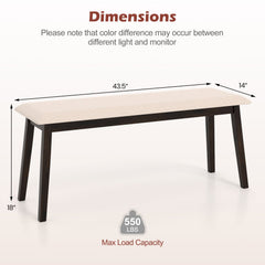 43.5 Inch Upholstered Entryway Bench with Rubber Wood Frame-Beige