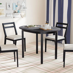 43 Inch Wooden Dining Table with Rubber Wood Legs for 2-4 People-Black