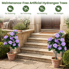 43.5 inches Artificial Hydrangea Tree 2 Pack-Purple