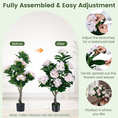 43.5 inches Artificial Hydrangea Tree 2 Pack-Pink