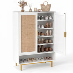 43 Inch 6-Tier Tall Shoe Cabinet with Double Doors-White