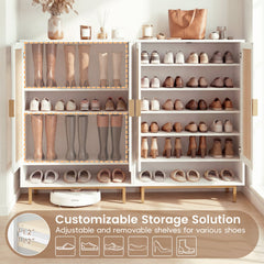 43 Inch 6-Tier Tall Shoe Cabinet with Double Doors-White