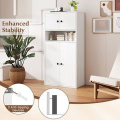 44 Inches Tall Bookshelf with Doors and Adjustable Shelf-2 Pieces
