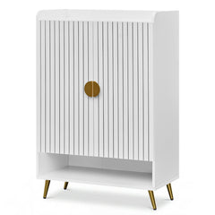 44 inches Tall Shoe Storage Cabinet with 7-Tier Doors and Adjustable Shelves for Entryway-White