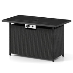44.5 Inch Propane Fire Pit Table Rattan Gas 2-in-1 with Stainless Steel Burner-Black & Gray