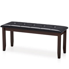 45.5 inches PU Leather Upholstered Bench with Soft Padded Seat and Strong Rubber Wood Legs-Brown