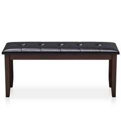 45.5 inches PU Leather Upholstered Bench with Soft Padded Seat and Strong Rubber Wood Legs-Brown