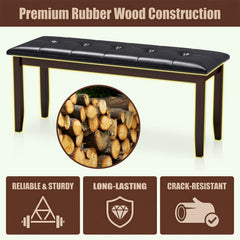 45.5 inches PU Leather Upholstered Bench with Soft Padded Seat and Strong Rubber Wood Legs-Brown