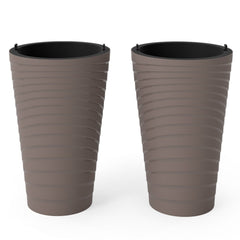 45 cm Tall Flower Pot Set of 2 with Insert Bucket and Handle Design-Brown