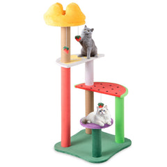 45 Inch Fruit Themed Cat Tree with Crown Top Perch, Watermelon Platform and Sisal Posts