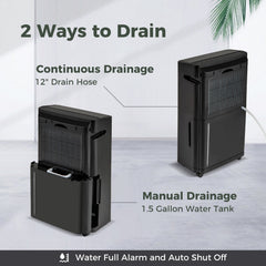 57 Pint Dehumidifier for 4500 Sq Ft, 19 Pints DOE, 4 Modes, 120 Degree Swing, 1.5 Gallon Tank, Black