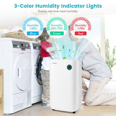 73 Pint Dehumidifier for 4500 Sq Ft, 19 Pints DOE, 5 Modes, 1.7 Gallon Tank, 44 dB, White