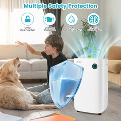 73 Pint Dehumidifier for 4500 Sq Ft, 19 Pints DOE, 5 Modes, 1.7 Gallon Tank, 44 dB, White