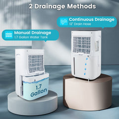 73 Pint Dehumidifier for 4500 Sq Ft, 19 Pints DOE, 5 Modes, 1.7 Gallon Tank, 44 dB, White