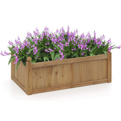 46 x 24 x 16 Inch Rectangular Planter Box with Drainage Holes for Backyard Garden Lawn-Brown
