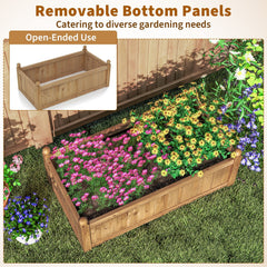 46 x 24 x 16 Inch Rectangular Planter Box with Drainage Holes for Backyard Garden Lawn-Brown
