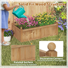 46 x 24 x 16 Inch Rectangular Planter Box with Drainage Holes for Backyard Garden Lawn-Brown