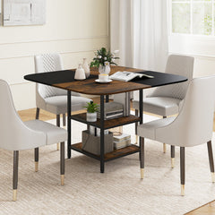 47.5 inch Modern Dining Table, Square Kitchen Table with Mix-colored Tabletop-Rustic Brown