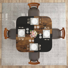 47.5 inch Modern Dining Table, Square Kitchen Table with Mix-colored Tabletop-Rustic Brown