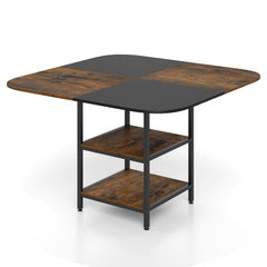 47.5 inch Modern Dining Table, Square Kitchen Table with Mix-colored Tabletop-Rustic Brown