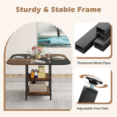 47.5 inch Modern Dining Table, Square Kitchen Table with Mix-colored Tabletop-Rustic Brown
