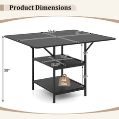 47 Inch Rectangular Dining Table with 2 Open Storage Shelves and Sturdy Metal Legs for 4-6-Black