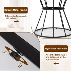 47 Inches Round Dining Table for 4 Farmhouse Kitchen Table with Wooden Tabletop-Brown