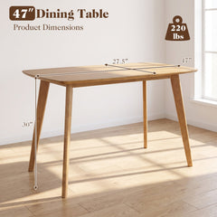47 inches Solid Wood Dining Table for 4 People with Rounded Edges-Natural