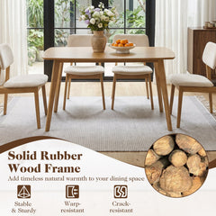 47 inches Solid Wood Dining Table for 4 People with Rounded Edges-Natural