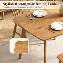 47 inches Solid Wood Dining Table for 4 People with Rounded Edges-Natural