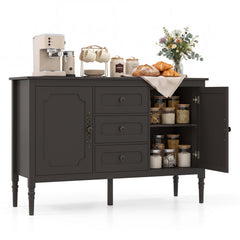 47 inches Vintage Buffet Cabinet with 3 Drawers 2 Cabinets and Adjustable Shelves for Dining Room-Brown