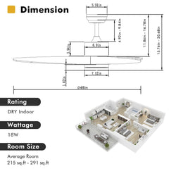 48 Inch Wood Ceiling Fan with LED Lights and 6 Speed Levels-Silver