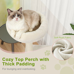 48 Inch Kitten Tower with Large Condo, Cylinder Tunnel and Padded Top Perch, Beige