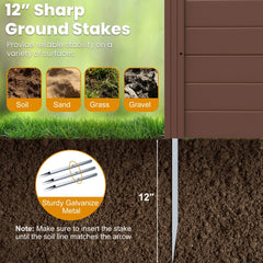 48 inches W x 48 inches H Outdoor Privacy Fence Screen Air Conditioner Fence with Galvanized Metal Ground Stakes-Brown