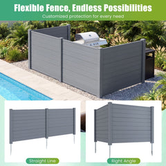 48 x 38 Inch Air Conditioner Fence 2 Panels with Metal Ground Stakes-Gray