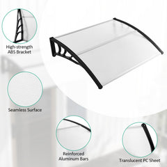 48 x 40 Inch Outdoor Front Door Window Awning Door Canopy Exterior-Black