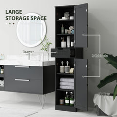 Freestanding Bathroom Cabinet with Drawer and 2 Doors, Tall Bathroom Cupboard for Kitchen, Study, Living Room